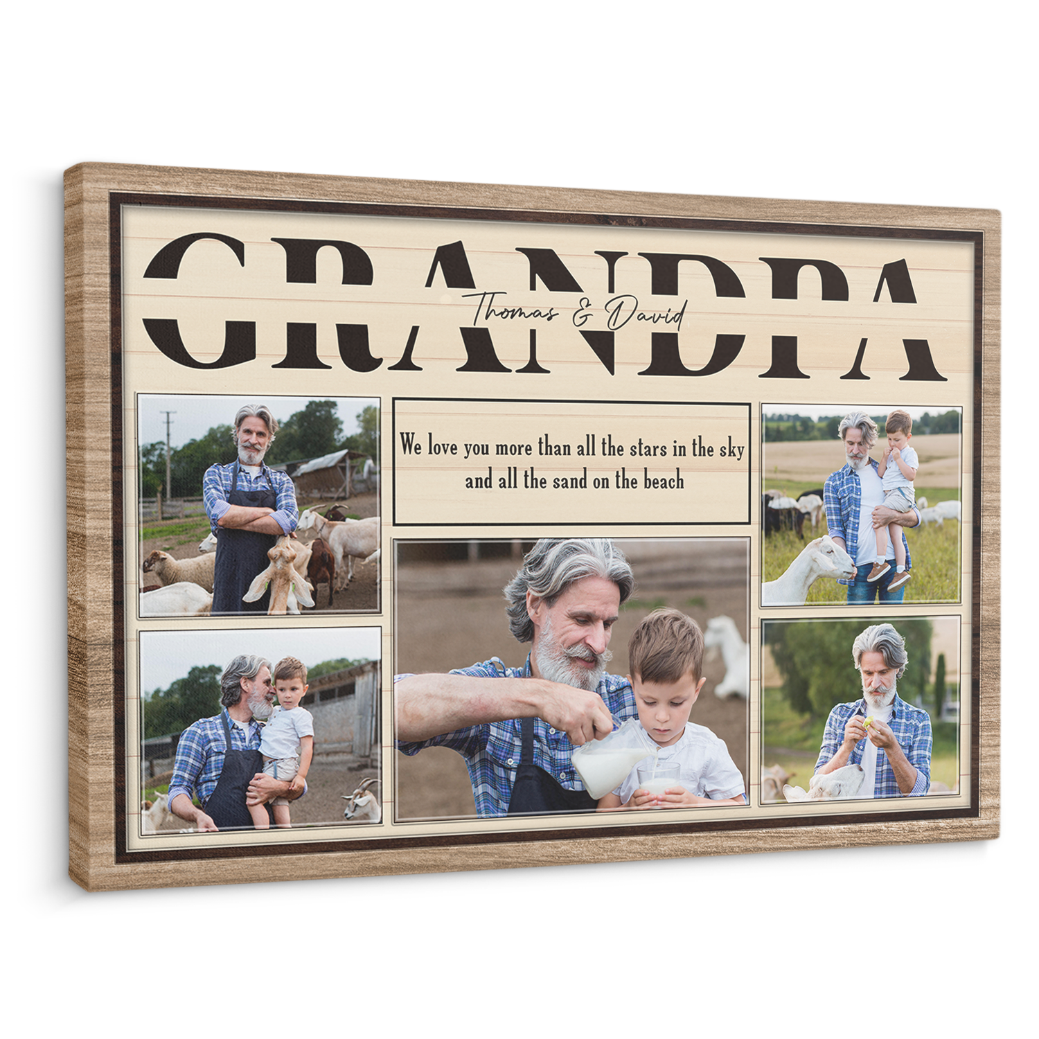 Custom Photo - Customizable Name And Text Canvas Wall Art, Gifts For Grandpa