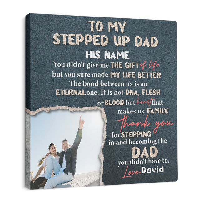 To My Stepped Up Dad, Custom Photo, Customizable Name, Canvas Wall Art