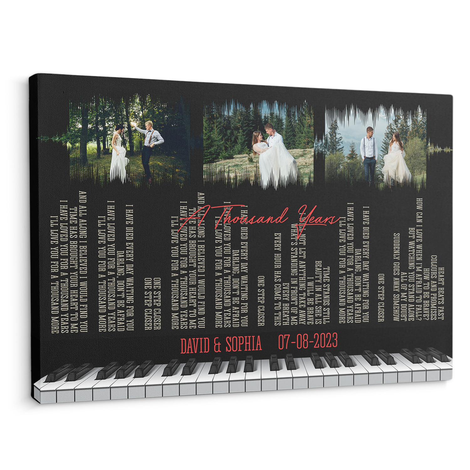 Custom Photo Name Date, Piano Love Song Lyrics Canvas