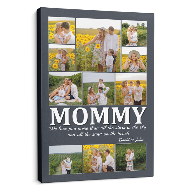 Mommy Custom Photo Collage, Customizable Name And Text Canvas Wall Art