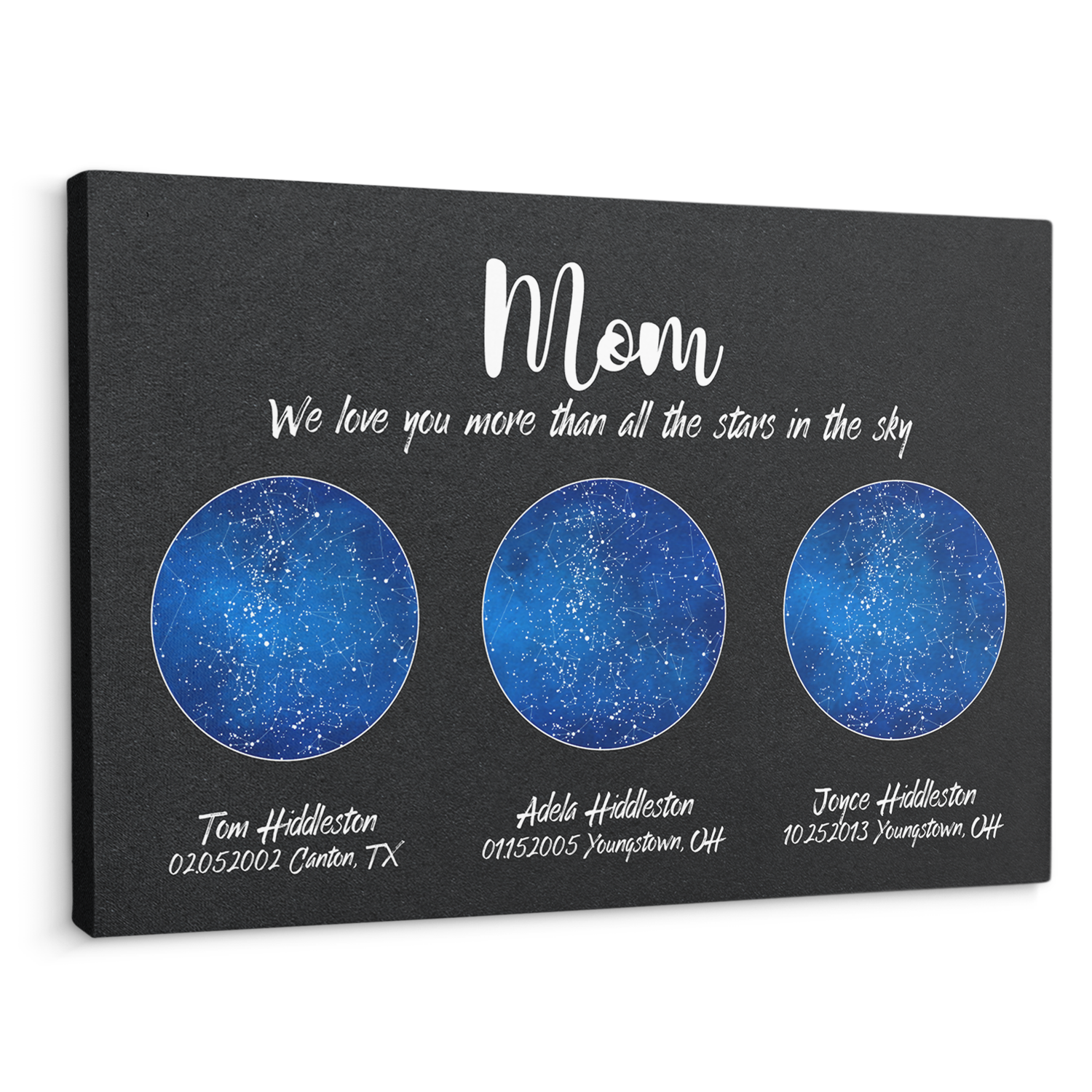 Custom Star Map, Customizable Night Sky, Mother's Day Gift Canvas Wall Art