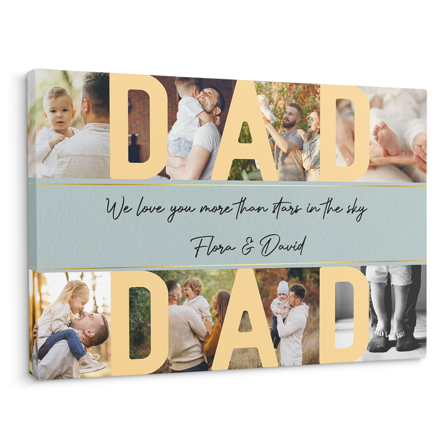 Dad, Custom Photo, 8 Pictures , Customizable Name And Text Canvas Wall Art