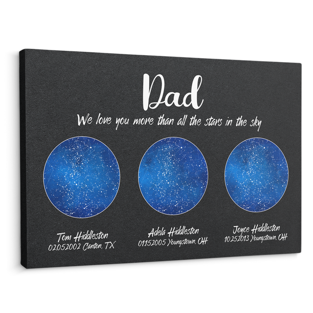 Custom Star Map, Customizable Night Sky, Father's Day Gift Canvas Wall Art
