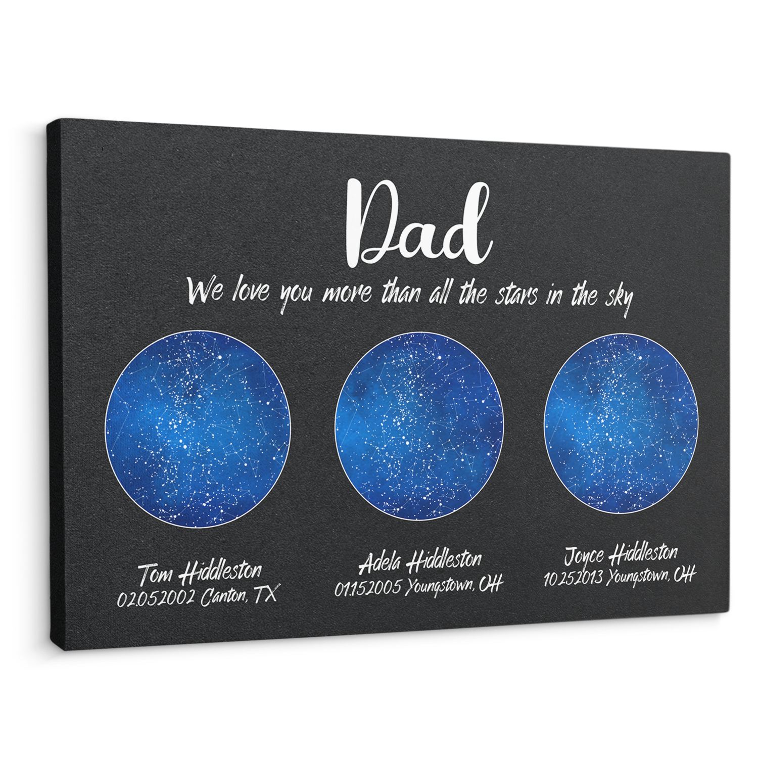 Custom Star Map, Customizable Night Sky, Father's Day Gift Canvas Wall Art