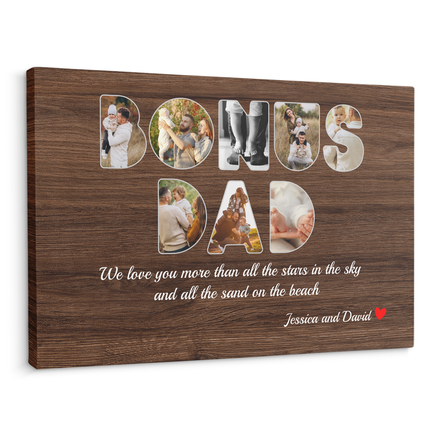 Bonus Dad Custom Photo - Customizable Name And Text Canvas Wall Art