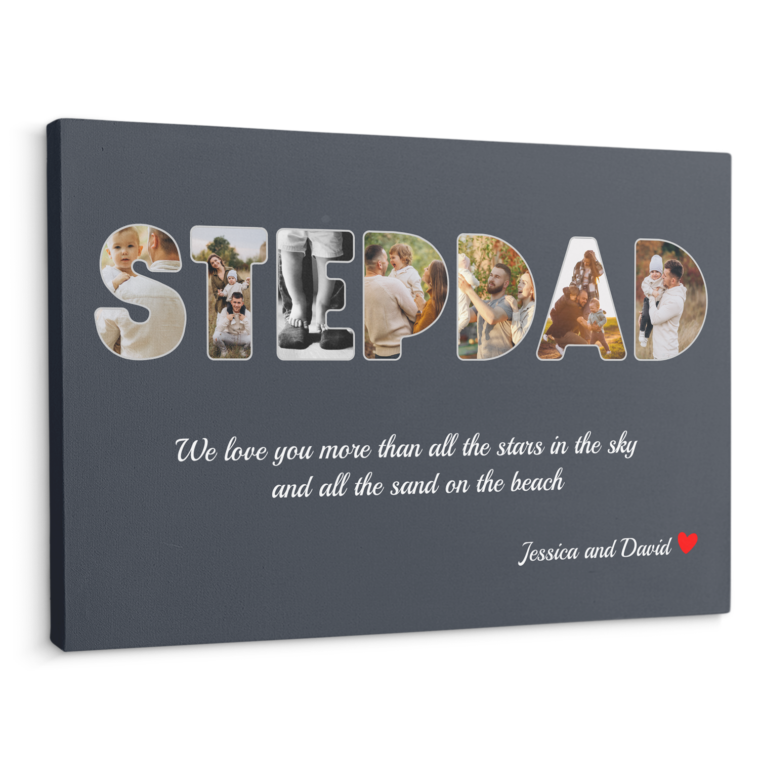 Stepdad Custom Photo - Customizable Name And Text Canvas Wall Art