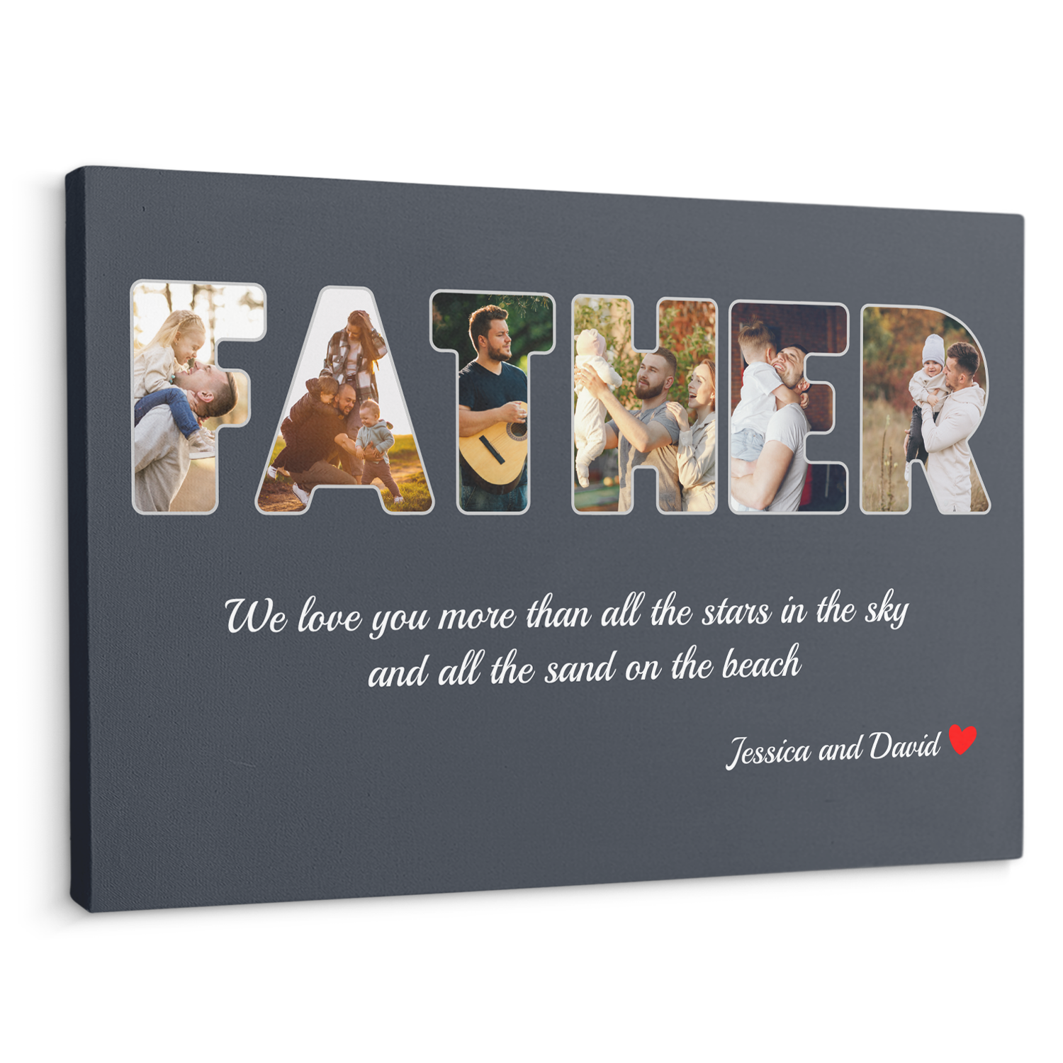 Father Custom Photo - Customizable Name And Text Canvas Wall Art