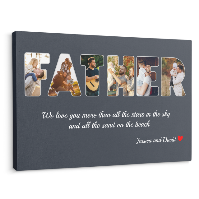 Father Custom Photo - Customizable Name And Text Canvas Wall Art