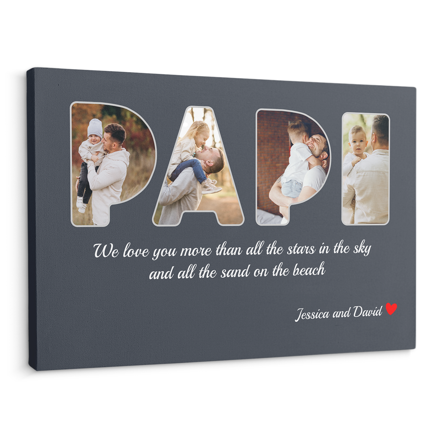 Papi Custom Photo - Customizable Name And Text Canvas Wall Art