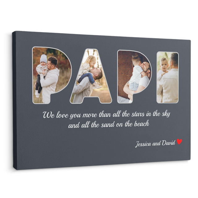 Papi Custom Photo - Customizable Name And Text Canvas Wall Art