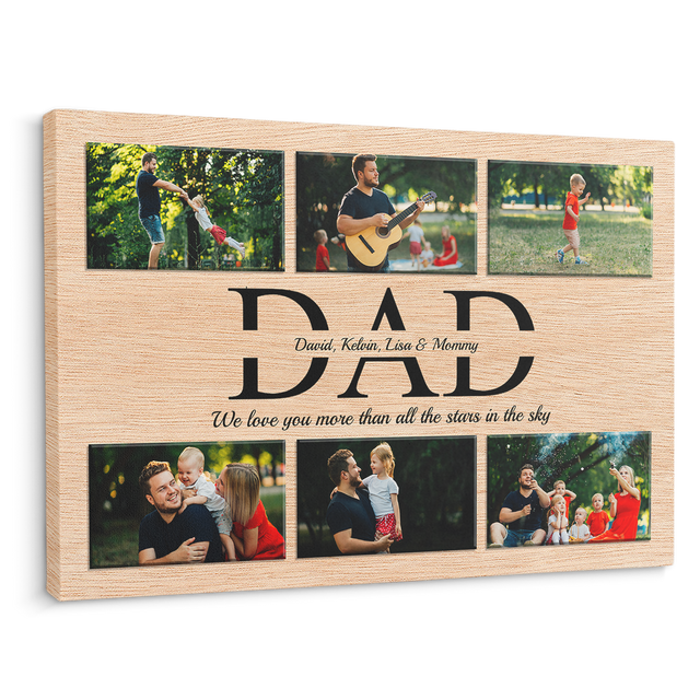Dad Custom Text and Photo - Customizable Light Wood Background Canvas