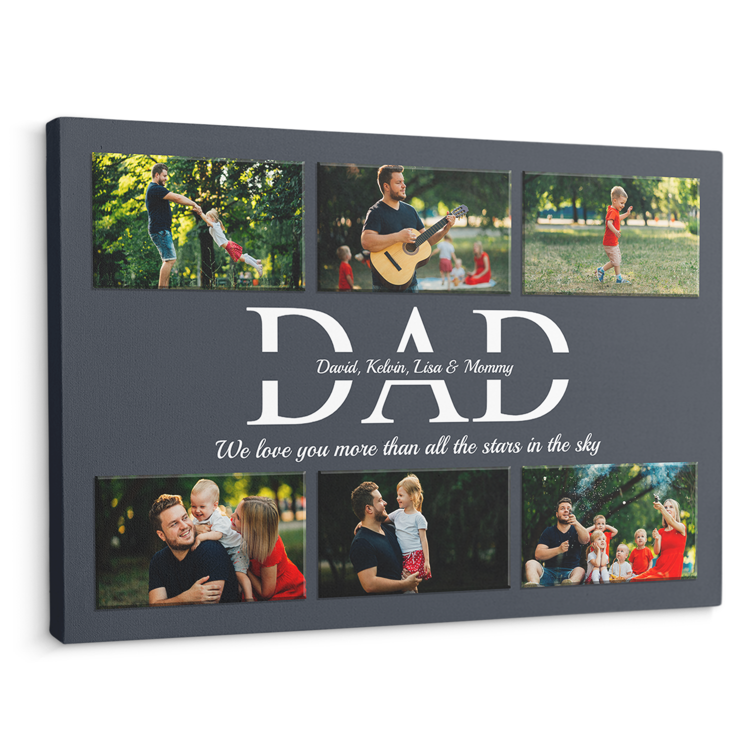 Dad Custom Text and Photo - Customizable Navy Vintage Background Canvas