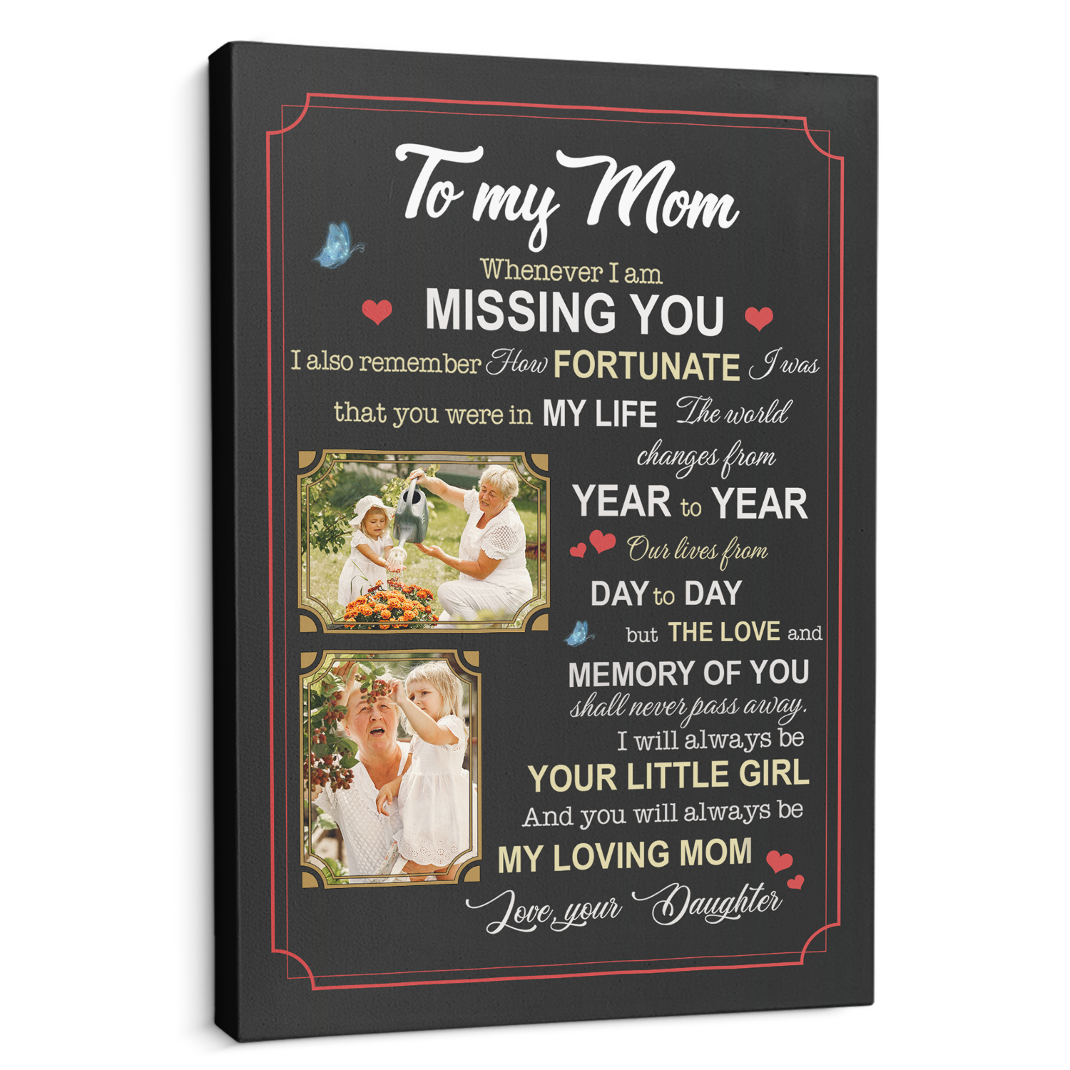 To My Mom, Your Little Girl, Custom Photo Canvas Art Print