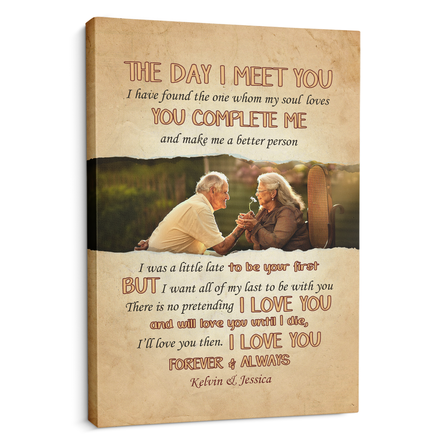 The Day I Meet You,Custom Photo And Text, Canvas Art Print
