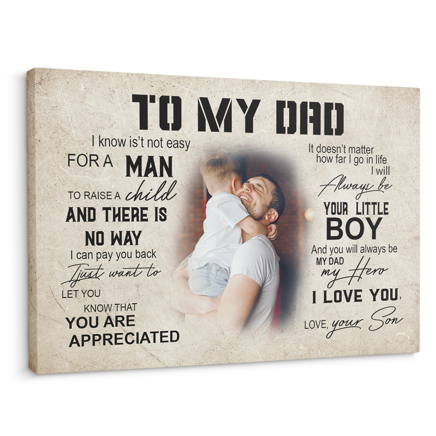 Custom Photo And Text, Gift For Dad, Canvas