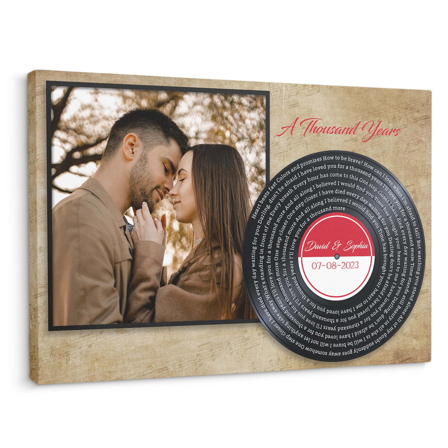 Custom Song Lyrics, Upload Photo, Vinyl Record, Canvas Wall Art