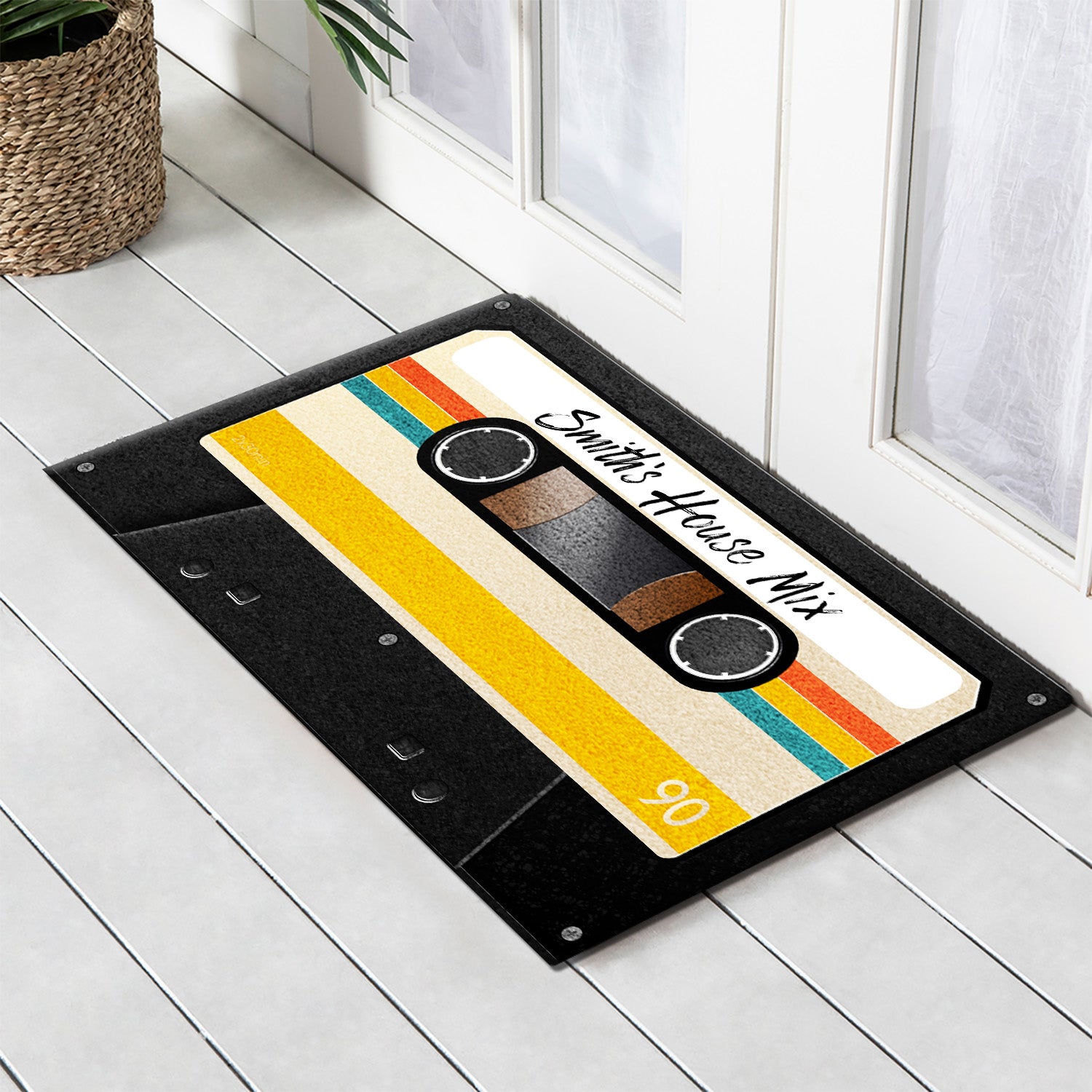Custom Doormat, Personalized Name, Cassette Tape