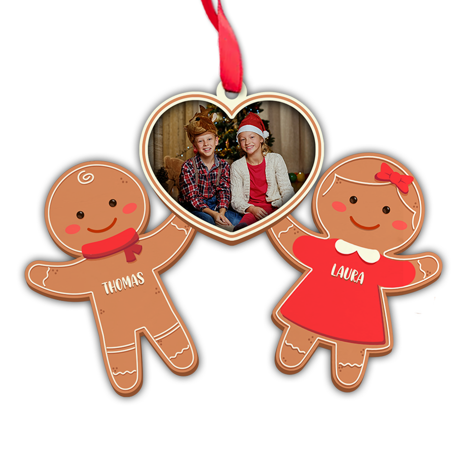 Personalized Name And Text, Personalized Ginger Couple Ornament, Christmas Shape Ornament 2 Layer