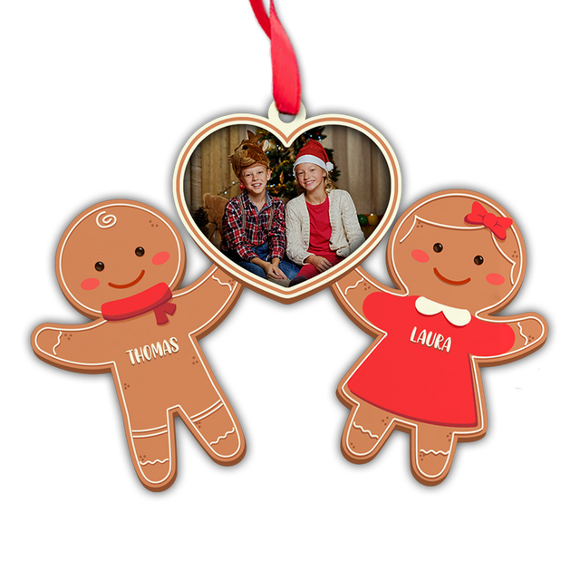 Personalized Name And Text, Personalized Ginger Couple Ornament, Christmas Shape Ornament 2 Layer