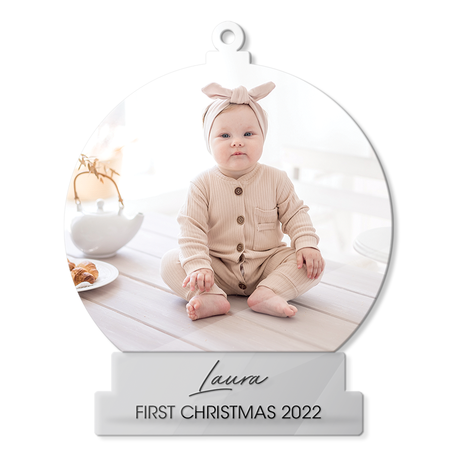 Personalized Name And Photo, Ornament For Baby, First Christmas 2022, Christmas Shape Ornament 2 Sides