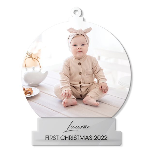 Personalized Name And Photo, Ornament For Baby, First Christmas 2022, Christmas Shape Ornament 2 Sides