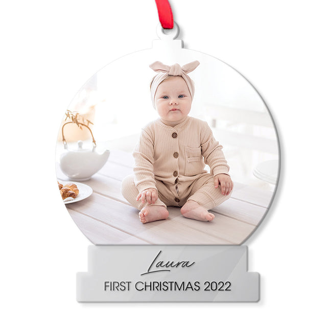 Personalized Name And Photo, Ornament For Baby, First Christmas 2022, Christmas Shape Ornament 2 Sides