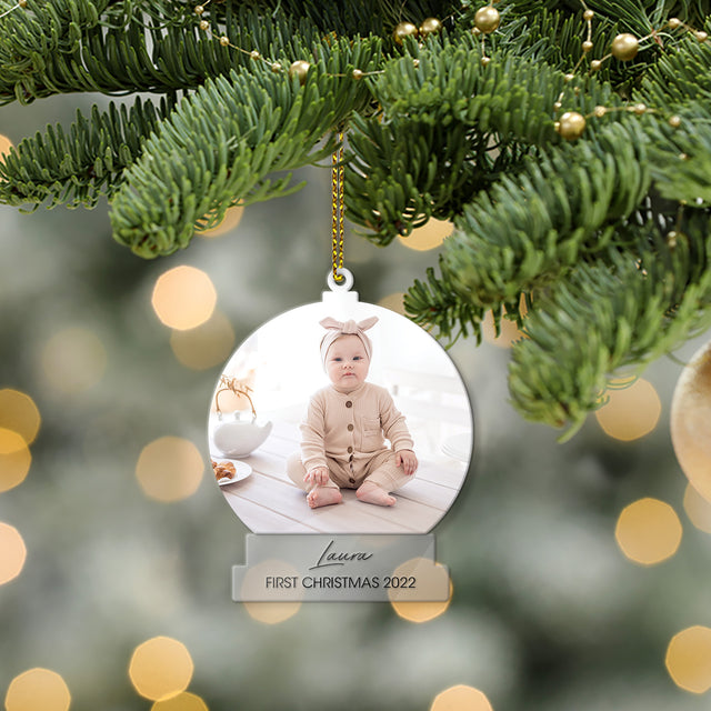 Personalized Name And Photo, Ornament For Baby, First Christmas 2022, Christmas Shape Ornament 2 Sides