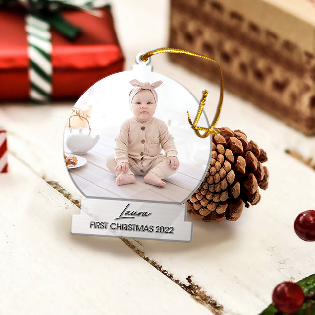 Personalized Name And Photo, Ornament For Baby, First Christmas 2022, Christmas Shape Ornament 2 Sides