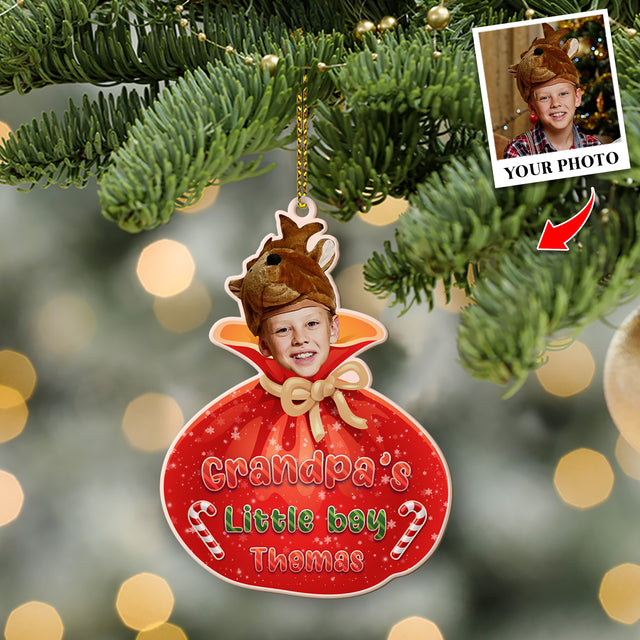 Personalized Name And Text, Face From Photo, Christmas Treat Bags, Christmas Shape Ornament 2 Sides