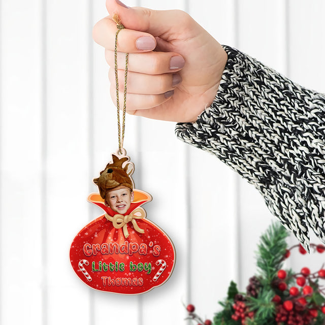 Personalized Name And Text, Face From Photo, Christmas Treat Bags, Christmas Shape Ornament 2 Sides