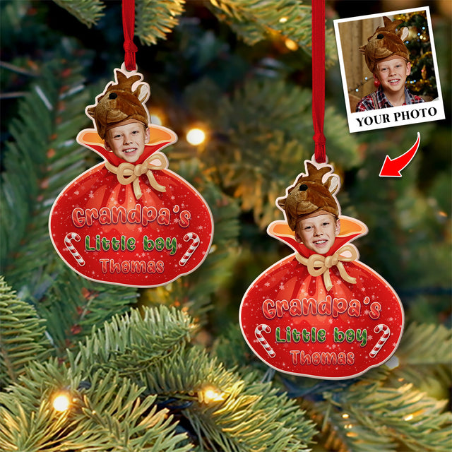 Personalized Name And Text, Face From Photo, Christmas Treat Bags, Christmas Shape Ornament 2 Sides