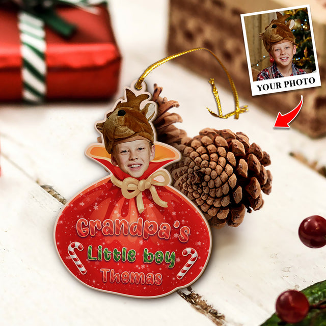 Personalized Name And Text, Face From Photo, Christmas Treat Bags, Christmas Shape Ornament 2 Sides