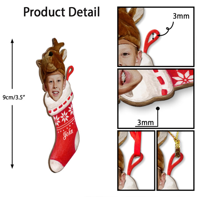 Custom Face From Photo, Christmas Sock, Christmas Shape Ornament 2 Sides