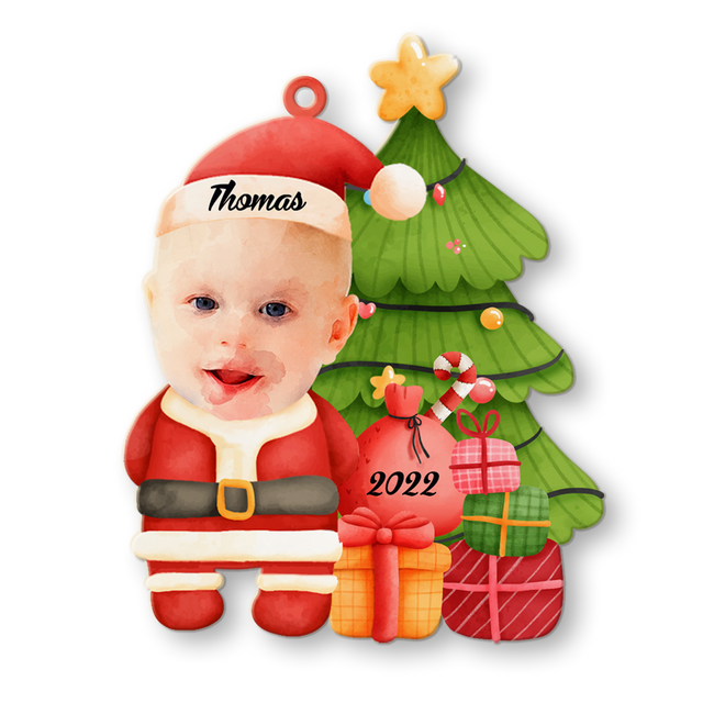 Face From Photo, Ornament For Baby, Christmas Santa Claus, Christmas Shape Ornament 2 Sides