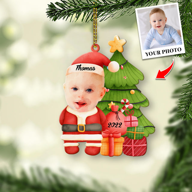 Face From Photo, Ornament For Baby, Christmas Santa Claus, Christmas Shape Ornament 2 Sides