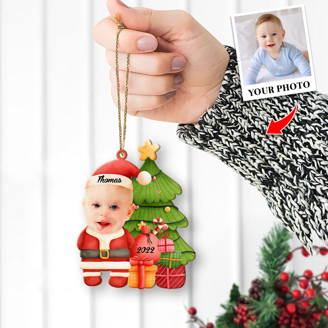 Face From Photo, Ornament For Baby, Christmas Santa Claus, Christmas Shape Ornament 2 Sides