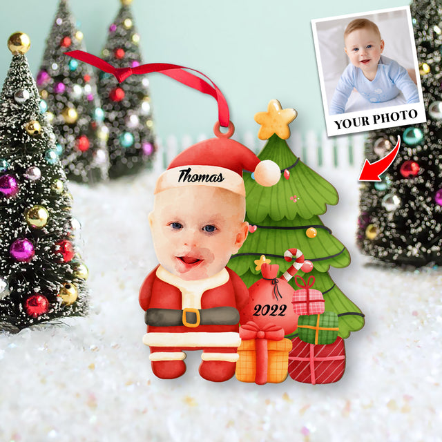 Face From Photo, Ornament For Baby, Christmas Santa Claus, Christmas Shape Ornament 2 Sides