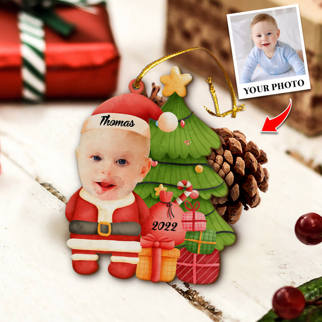 Face From Photo, Ornament For Baby, Christmas Santa Claus, Christmas Shape Ornament 2 Sides