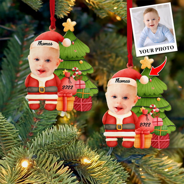 Face From Photo, Ornament For Baby, Christmas Santa Claus, Christmas Shape Ornament 2 Sides