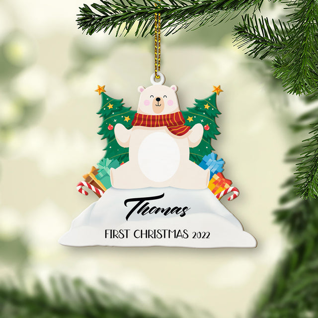 Ornament For Baby, First Christmas, Personalized Name And Text, Christmas Shape Ornament 2 Sides