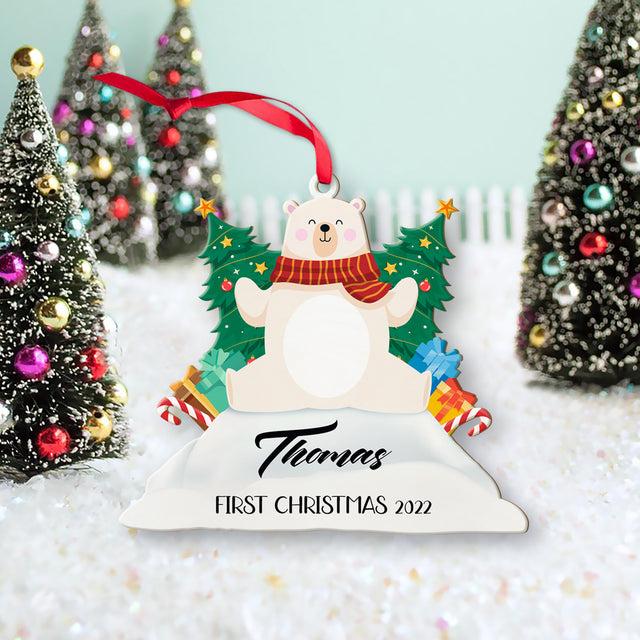 Ornament For Baby, First Christmas, Personalized Name And Text, Christmas Shape Ornament 2 Sides