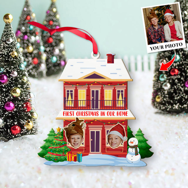 Personalized Name And Text, Face From Photo, Christmas House, Christmas Shape Ornament 2 Sides