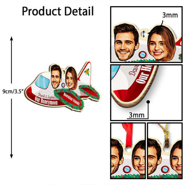 Personalized Name And Text, Face From Photo, Christmas Airplane, Christmas Shape Ornament 2 Sides