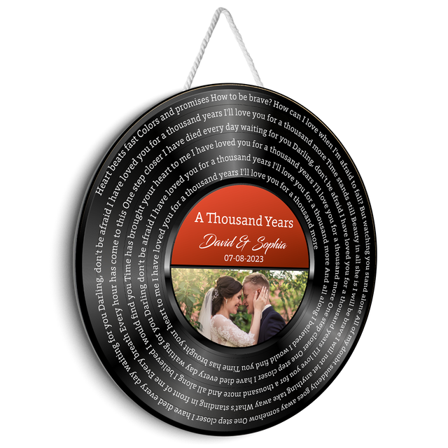 Custom Song Lyrics, Vinyl Record, Upload Photo, Customizable Song Name And Text Round Wood Sign