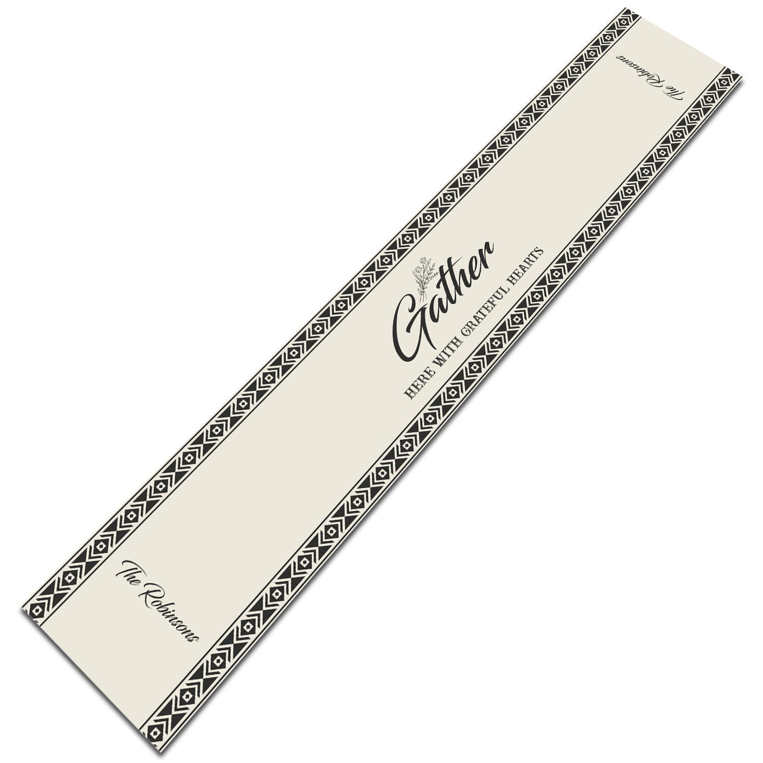 Customizable Table Runner, Custom Family Name, Gather Here With Graterful Hearts