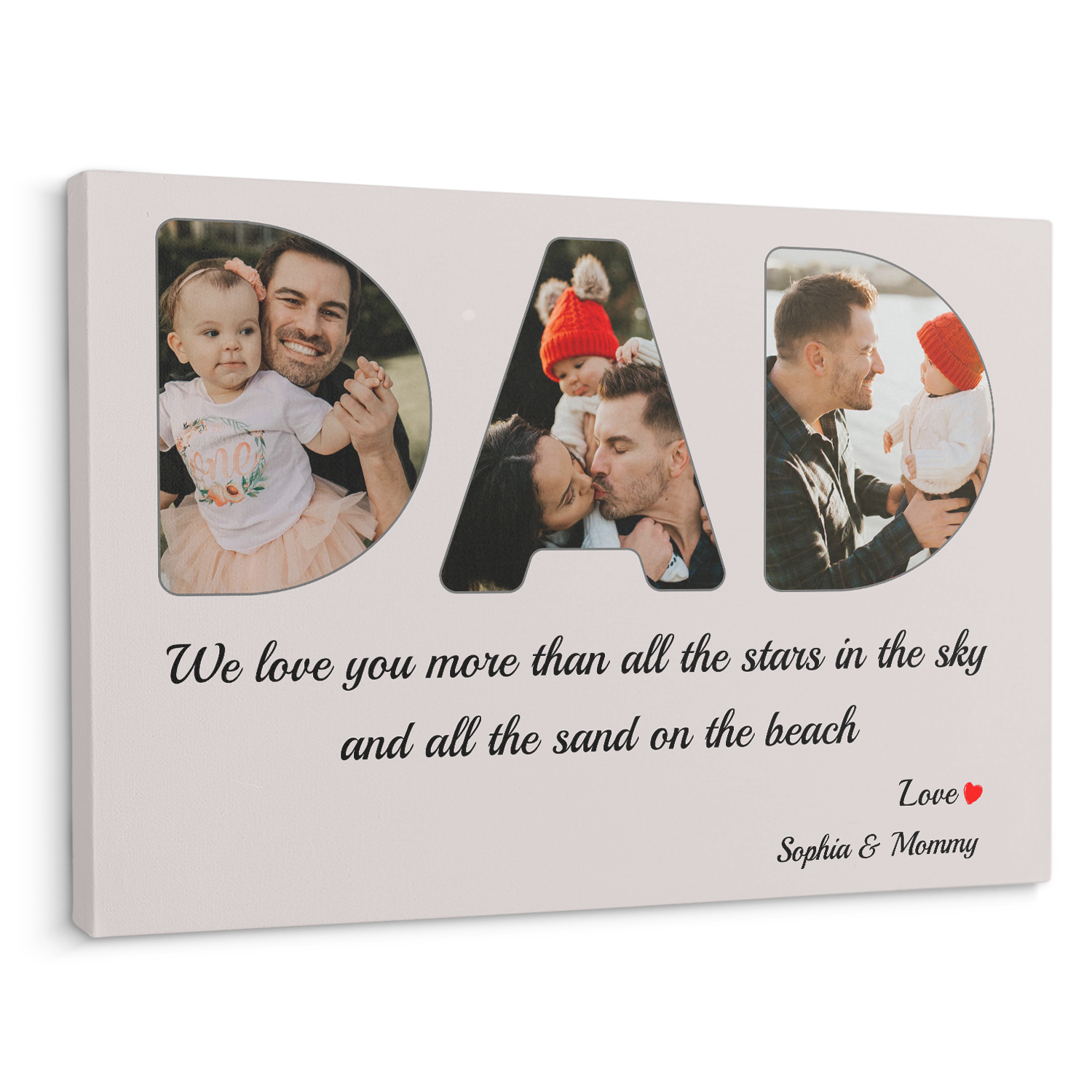 Dad Custom Photo - Customizable Light Grey Background Canvas