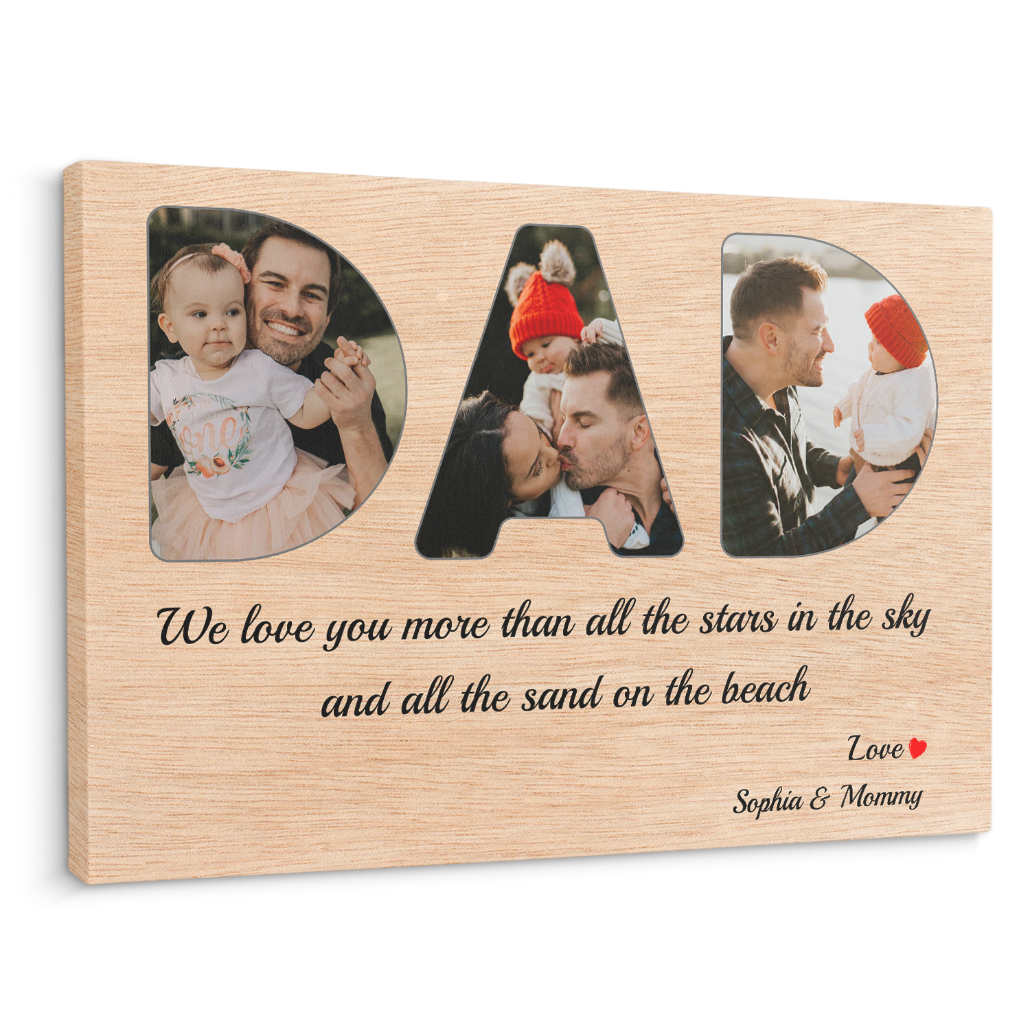 Dad Custom Photo - Customizable Wood Background Canvas