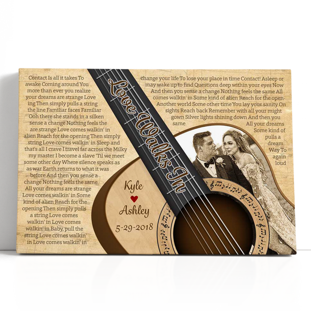 Custom Song Lyrics & Photo, Guitar Wall Art Style