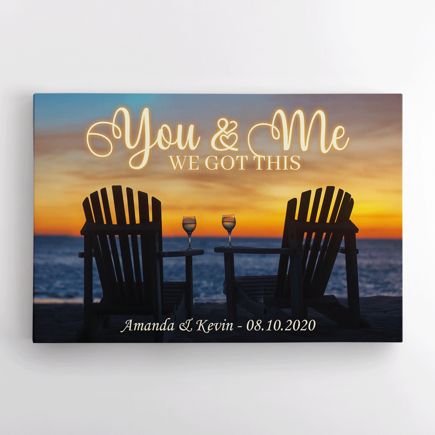 You And Me, We Got This, Custom Name And Date, Sunset Background Canvas Wall Art