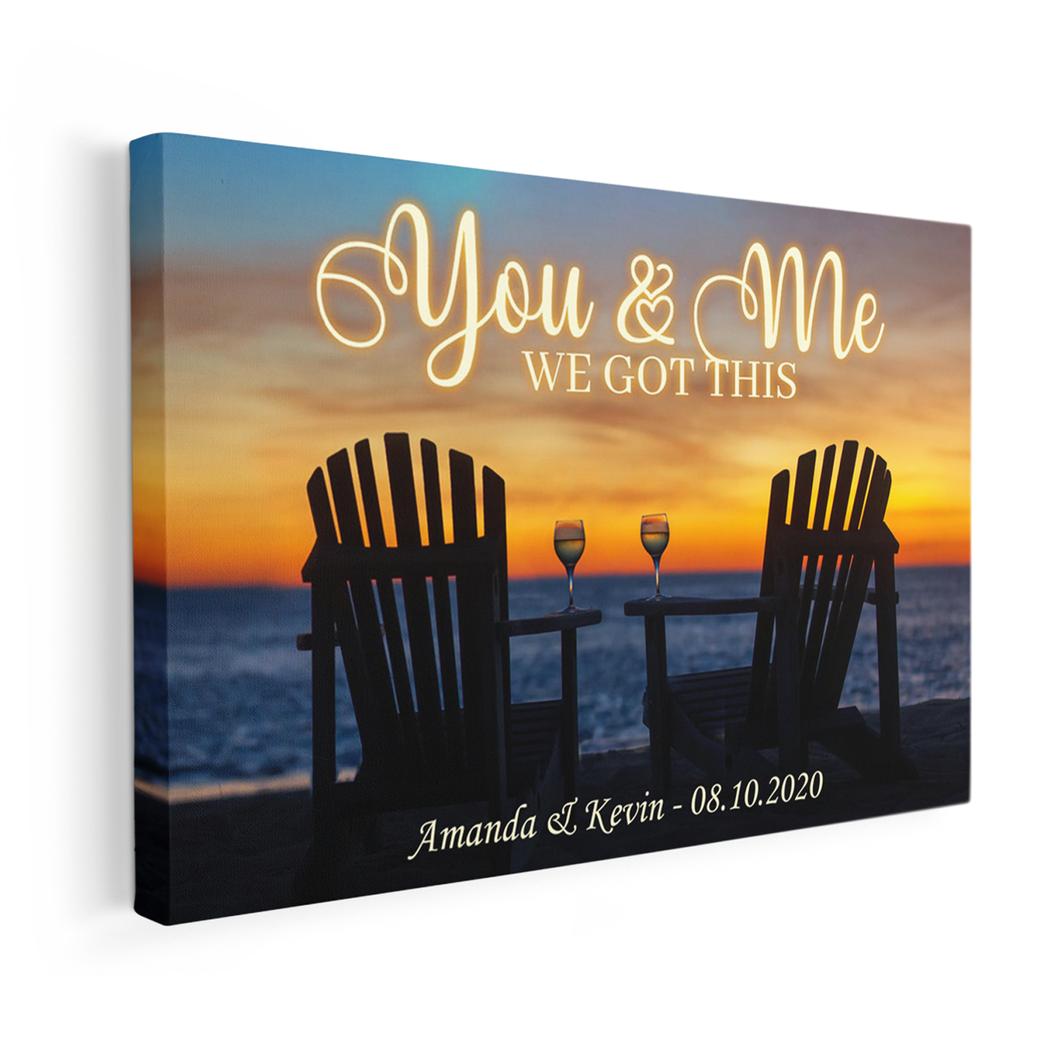 You And Me, We Got This, Custom Name And Date, Sunset Background Canvas Wall Art